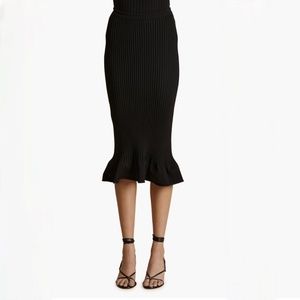 Khaite Black New with Tags Sapphi Rib Knit Peplum Skirt Sz L